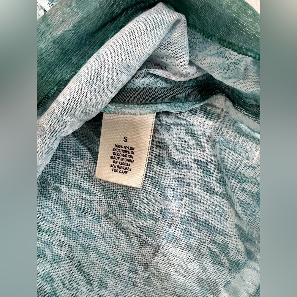 Dressbarn Y2K Lace Tunic Top Small Green Floral Sheer Sleeves Fairy Grunge - Picture 7 of 11